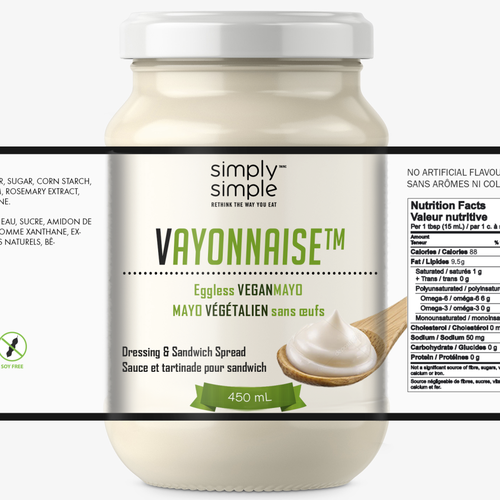 Vegan label with the title 'Vegan Mayonnaise label design'