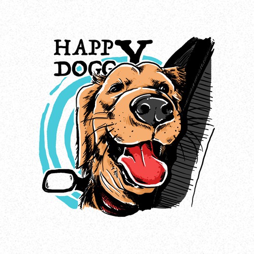 Dog t-shirt with the title 'Happy Doggy T Shirt Design!'