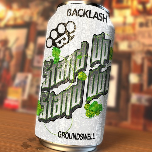 Beer packaging with the title 'Bold label concept for backlash brewing company'