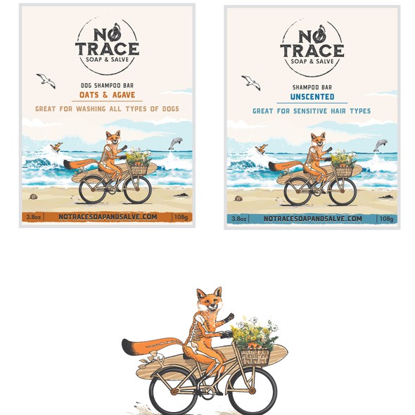 Shampoo label with the title 'Shampoo bar labels for No Trace'