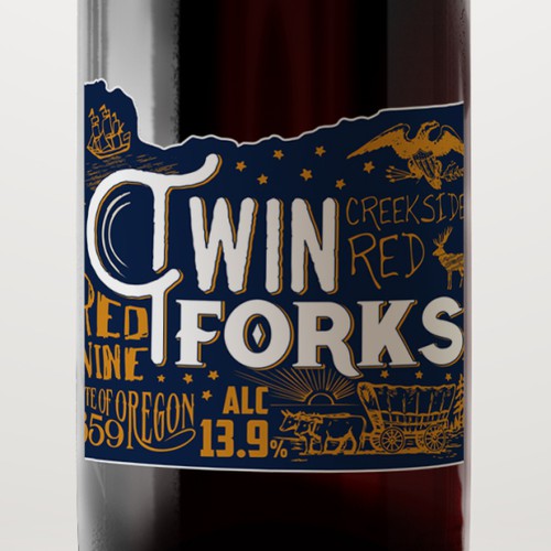 Wine design with the title 'Wine label. Oregon style'