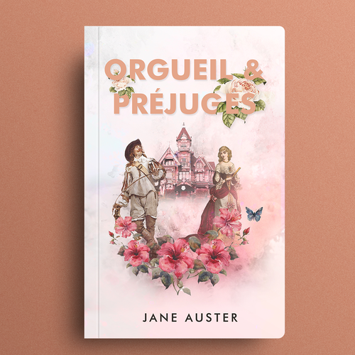 Romantic book cover with the title 'Orguiel & préjugés'