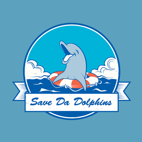 Ribbon design with the title 'Save da dolphins'