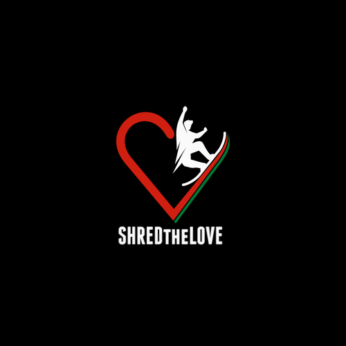 Ski logo with the title 'Shred the love'