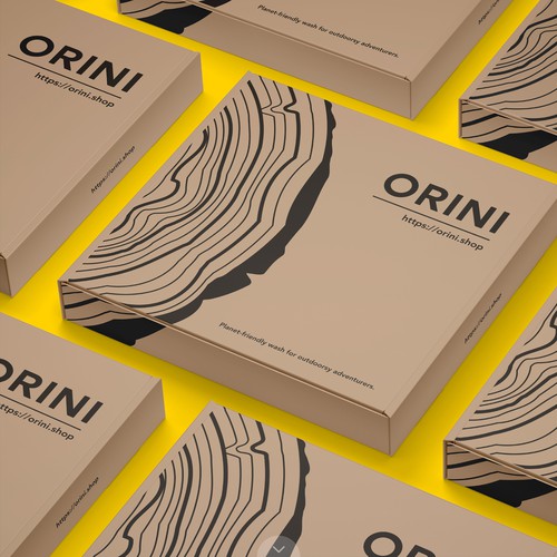 Eco-friendly packaging with the title 'Eco-friendly Packaging of ORINI Wash Kit'