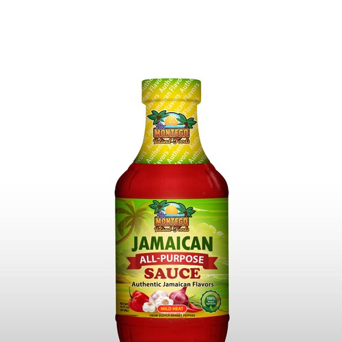 Creative label with the title 'Jamaican All Purpose Sauce'
