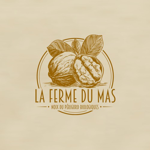 Walnut design with the title 'logo for walnut farm'