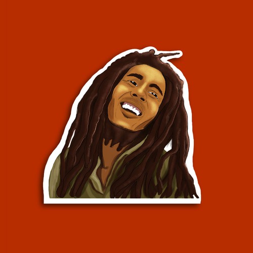 Reggae design with the title 'Bob Marley Sticker'
