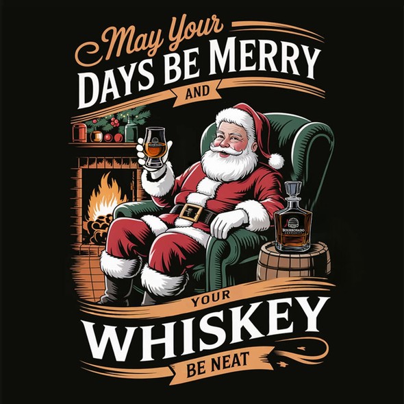 Wine t-shirt with the title 'Fun Christmas Graphic for Whiskey Lovers | I Can Design Something Similar For You'