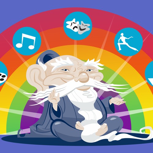 Cartoonish artwork with the title 'Help us design elements for CreativeTao, an exciting new start up that celebrates Creativity!'