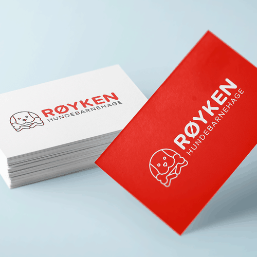 Daycare logo with the title 'Business Card Mock Up: Røyken Hundebarnehage AS'