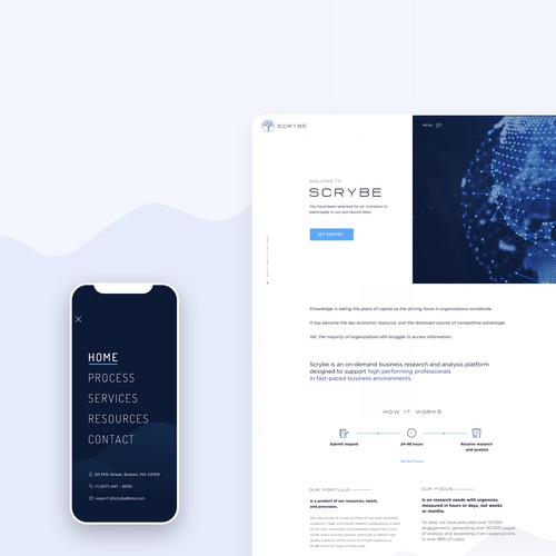 Research design with the title 'Modern research/analysis startup webdesign'