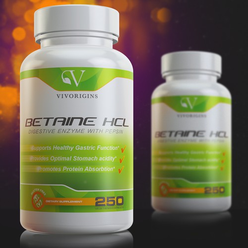 3D rendering design with the title 'Supplement Label Design  & 3D Rendering'