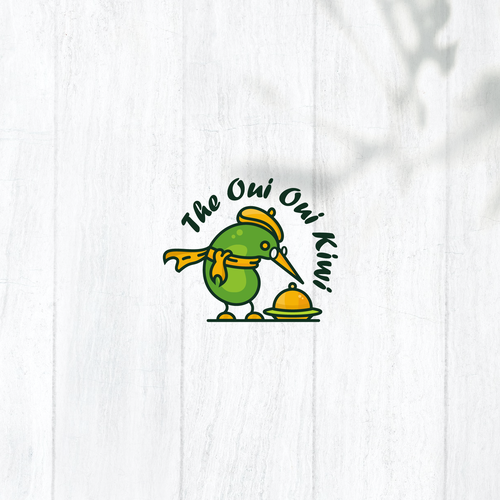 Review design with the title 'Logo for "The Oui Oui Kiwi" Food Project'