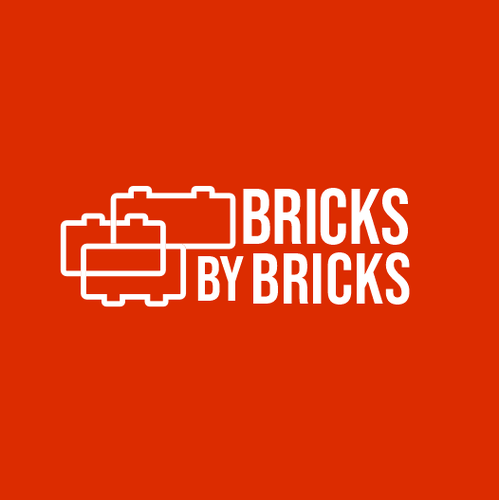 Lego design with the title 'bricks by bricks Logo für einen Marketing-Vortrag'