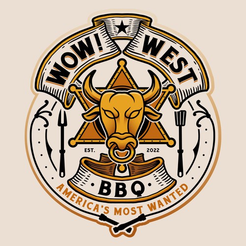 Western logo with the title 'Wow! West BBQ'