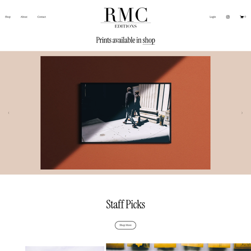 Ecommerce design with the title 'RMC Editions Ecommerce Setup'