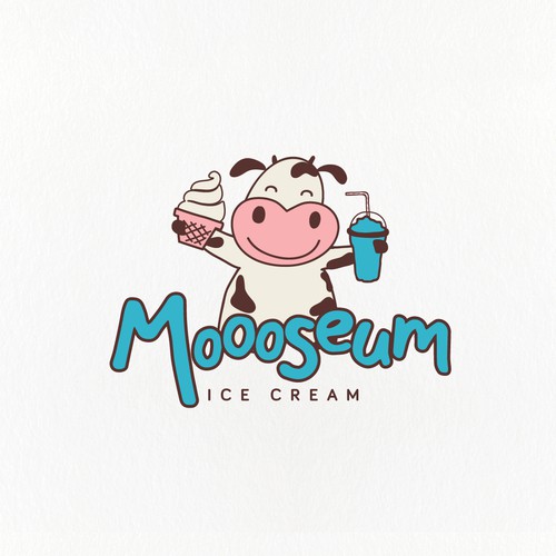 Amusement logo with the title 'Happy cow logo design for an ice cream shop'