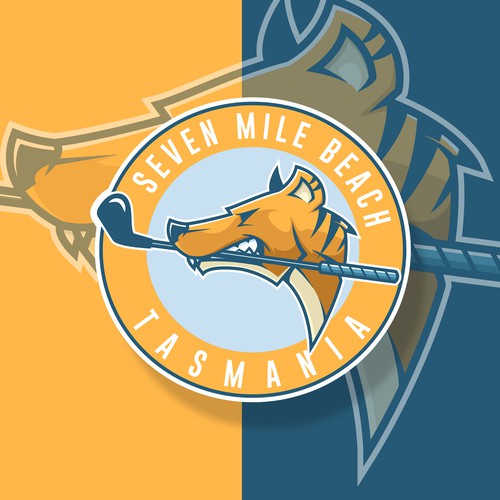 Tasmanian logo with the title 'seven mile beach, tasmania logo'