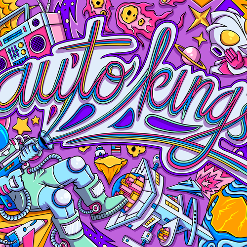 Space artwork with the title 'Auto Kings Astronaut Artwork'