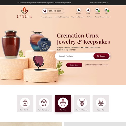 Necklace design with the title 'Funeral Home Urns Selling website'