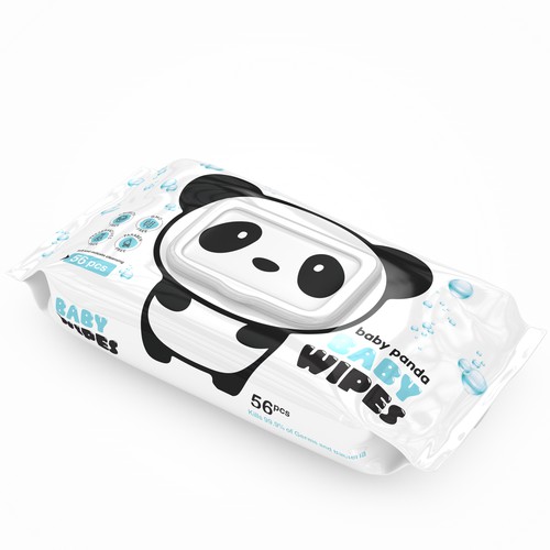 Product packaging with the title 'Simple bright wet wipes design'