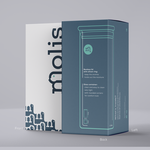 Quiet design with the title 'Molis package design'