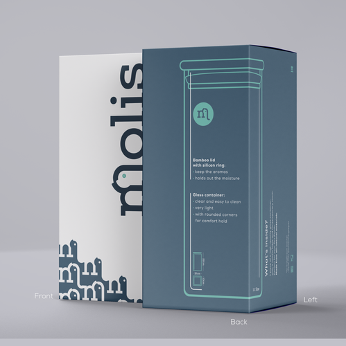 Pattern packaging with the title 'Molis package design'