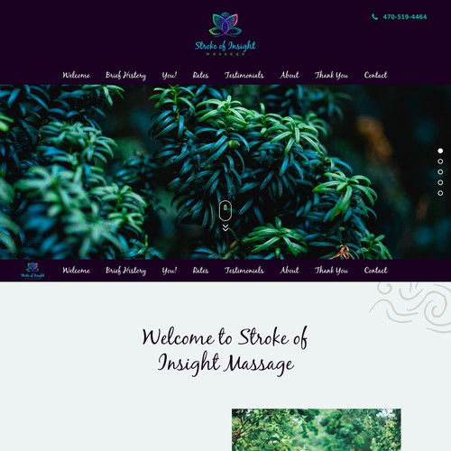 Interactive design with the title 'Stroke of Insight Massage Website'