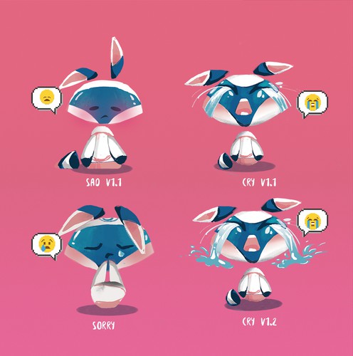 Face design with the title 'cute robot facials '