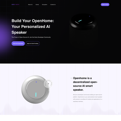 Artificial intelligence website with the title 'Speaker Smart Home'