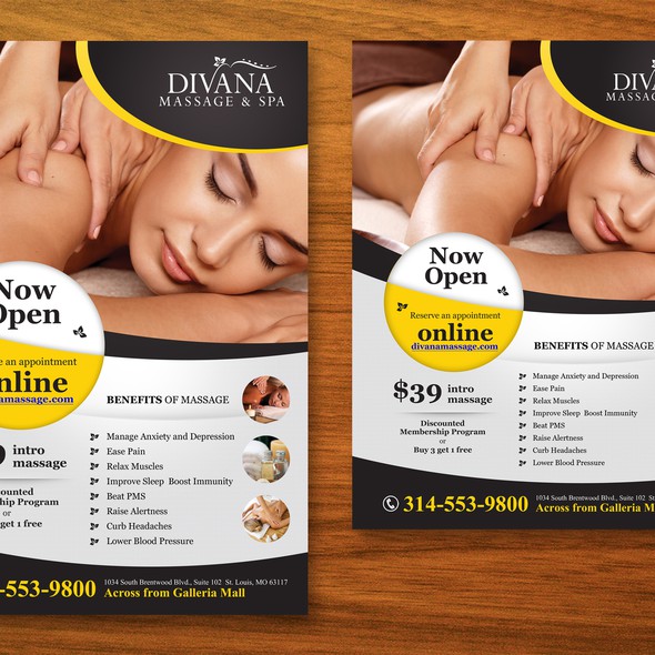 Handout design with the title 'Poster for Massage Therapy Spa'