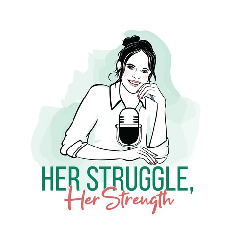 Illustrated logo with the title 'Hand-drawn Podcast Logo'