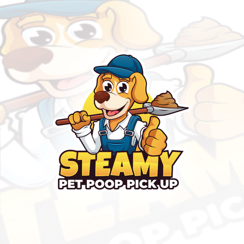 Worker logo with the title 'Steamy Pet Poop Pick Up'