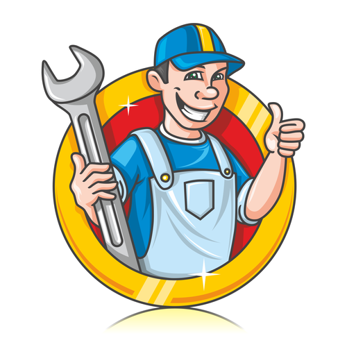 Branding illustration with the title 'Cartoon Human Mascot for Auto Repair Service'