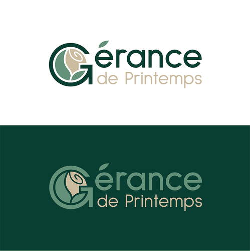 Sea green logo with the title 'Logo Gérance de Printemps'
