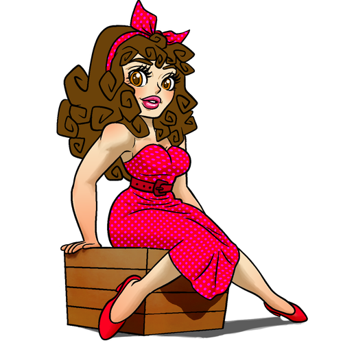 Pin-up design with the title 'Pin Up Girl'