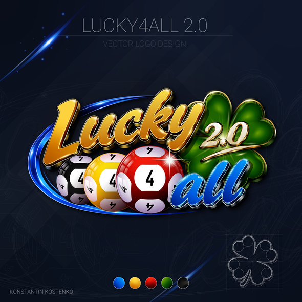 Gold logo with the title 'Premium 3D Vector Logo Design — Lucky4All 2.0 (AI to Vector Reconstruction)'