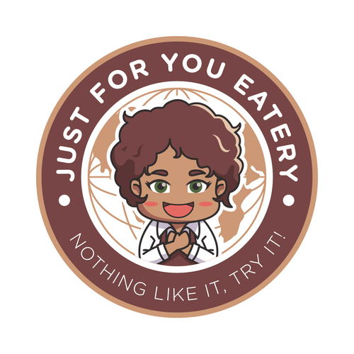 Chibi logo with the title 'Mascot Logo-Just For You Eatery'