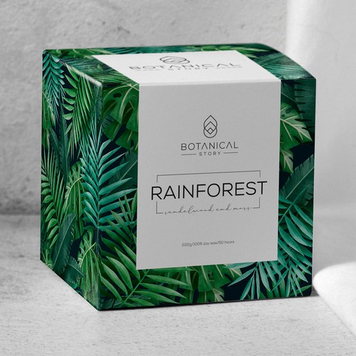 Candle packaging with the title 'Modern and minimalistic packaging for a candle brand'