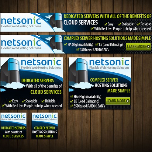 Google Ads design with the title 'New banner ad wanted for Netsonic'