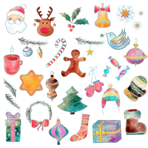 Star artwork with the title 'Christmas stickers'