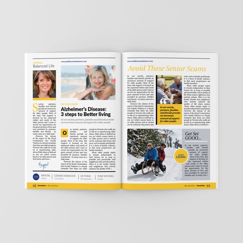 Newsletter design with the title 'In contest Design 11 x 17 EDDM template to share senior news and updates.'