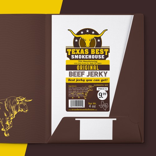 Barcode design with the title 'New label for original beef jerky'