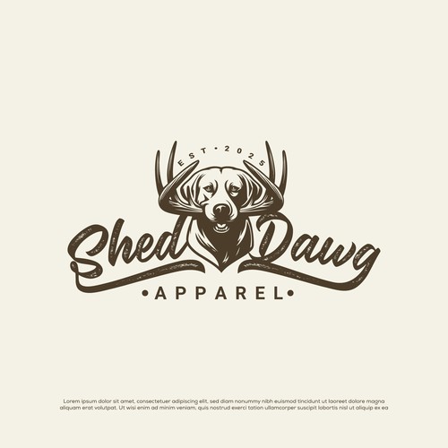 Labrador logo with the title 'Shed Dawg Apparel'