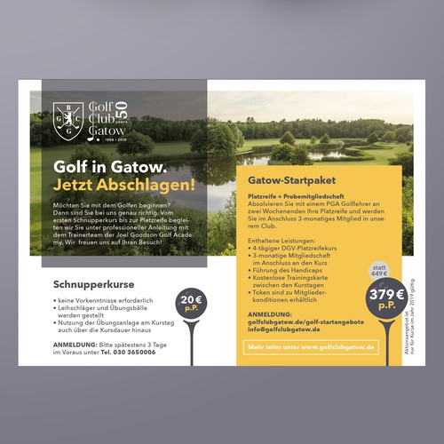 Advert design with the title 'Anzeige für Golf-Club'