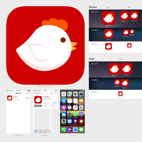 Chicken design with the title ' App Icon for famous trademark'