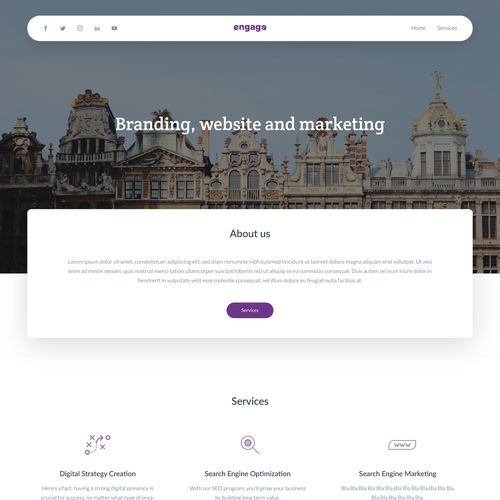 Purple website with the title 'Concept landing page design'