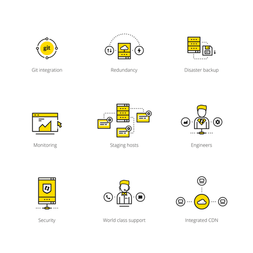 Server design with the title 'Icons for web-hosting website'