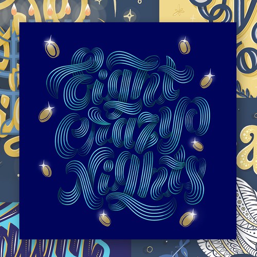 Light artwork with the title 'Festive designs for Hanukkah'